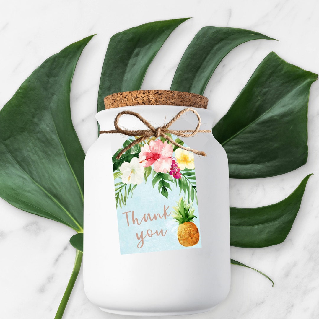 Hawaiian Birthday Thank You Tag Template Tag Personalized Etsy