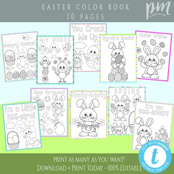 Easter Coloring Pages for Kids 10 Page Coloring Printable