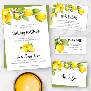 Lemon Baby Shower Invitation Template, Citrus Shower Invitation, DIY Editable Gender Neutral Baby Shower Invite, Printable Invitation, BSL