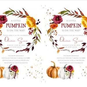 Pumpkin Baby Shower Invitation Template Set Printable Baby Shower ...