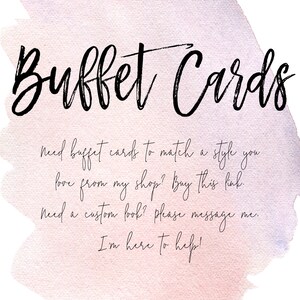 Cartes buffet pour correspondre à n'importe quel thème de ma boutique - 3,5" x 2" après coupe + pliée en deux