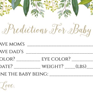 Greenery Baby Shower Keepsake Template Set, Wishes for Baby, Advice for ...