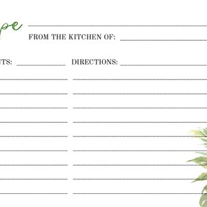 Hawaiian Recipe Card Template, Funeral Printable Keepsake, Tropical ...