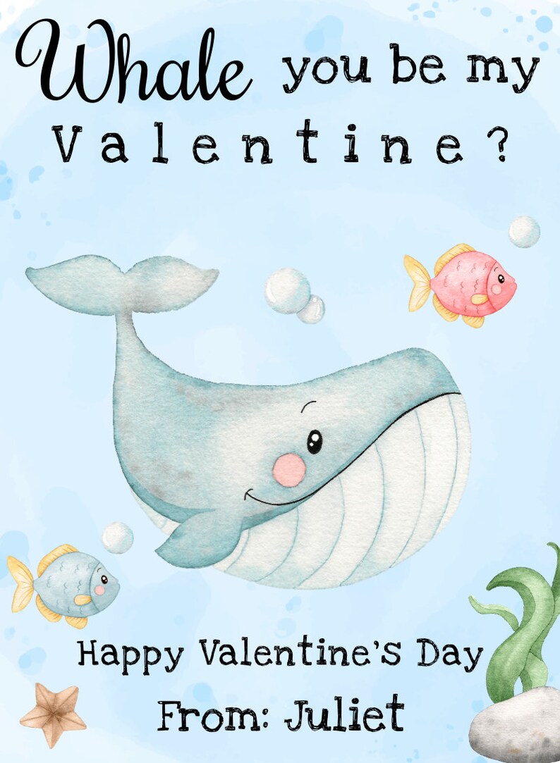 Ocean Valentines Day Card Template Beach Valentines Cards for | Etsy