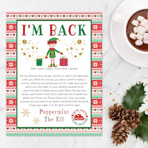 Elf Arrival Letter Template, Editable I'm Back Christmas Letter, Printable Christmas Elf Welcome Back Letter, Christmas Tradition for Kids