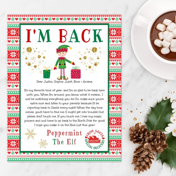 Elf Arrival Letter Template Editable I'm Back Christmas