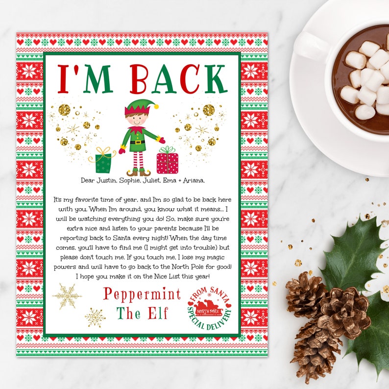 Elf Arrival Letter Template Editable I'm Back Christmas Etsy Elf Arrival Letter Template Editable I'm Back Christmas Etsy