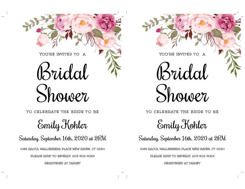 Bridal Shower Invitation Template, Pink Floral Boho Bridal Shower Invite, DIY Printable Invite, Editable Invitation, Instant Download, WSBH image 4