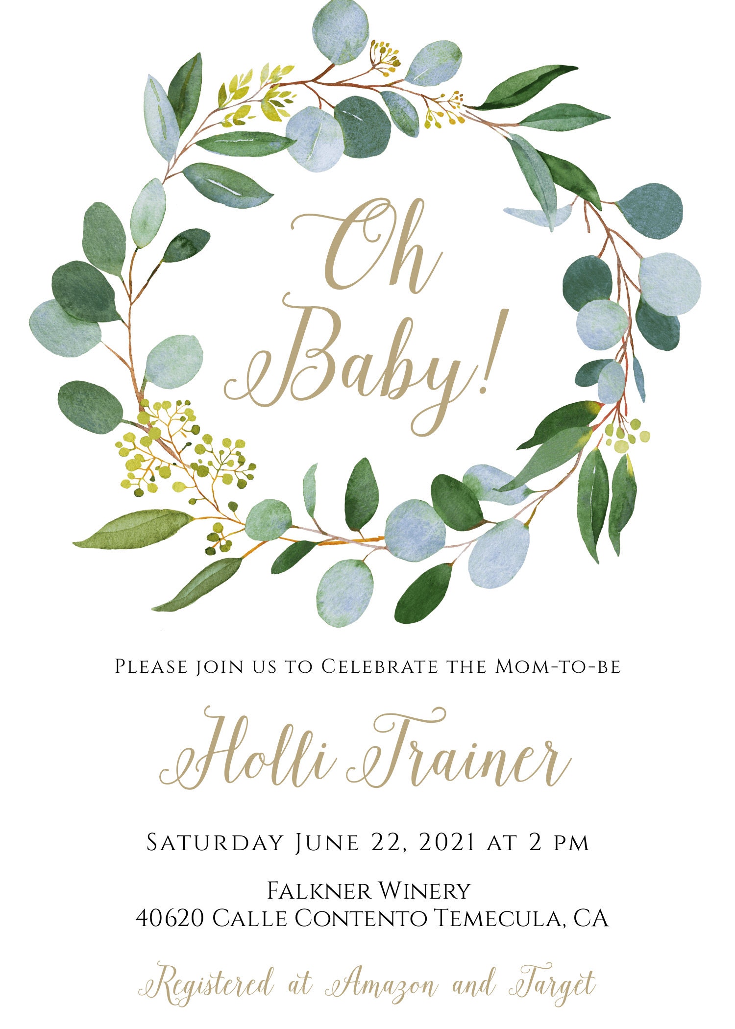 Greenery Baby Shower Invitation Template Gender Neutral Baby Etsy
