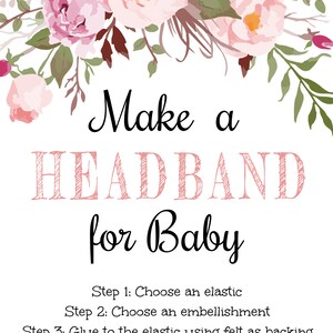 Floral Headband Station Sign Template, Editable Bohemian Baby Shower ...
