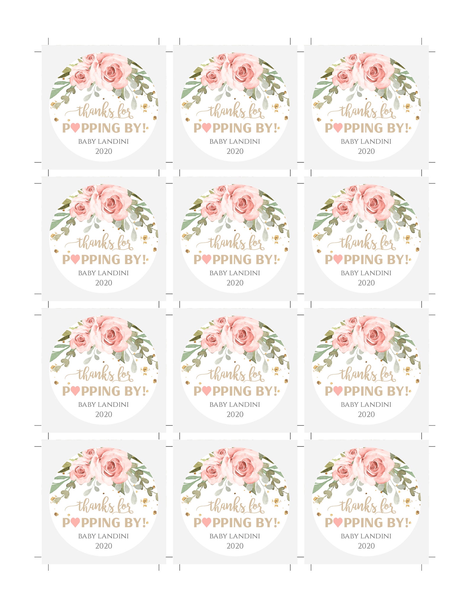 Thanks For Popping By Favor Tag Printable Template Stickers Etsy