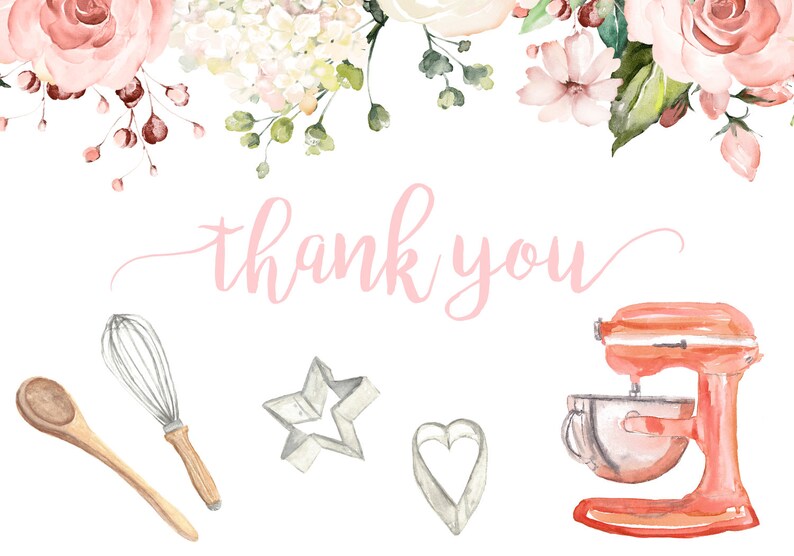 Baking Thank You Card Template, Kid's Birthday Cake Decorating Thank ...