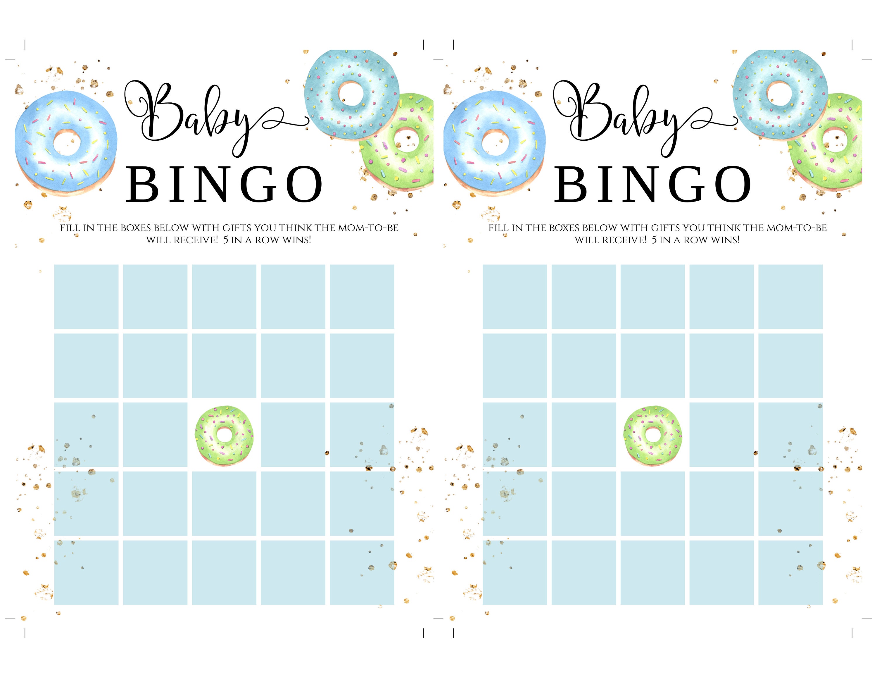 Donuts and Diapers Baby Bingo Game Template Baby Shower Game | Etsy