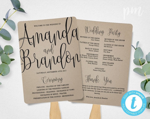 wedding program fan template