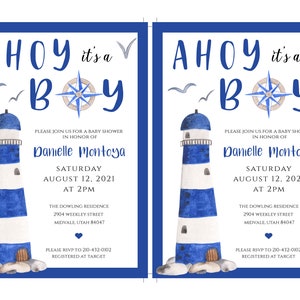Nautical Baby Shower Printable Template Sailor Invitation for | Etsy