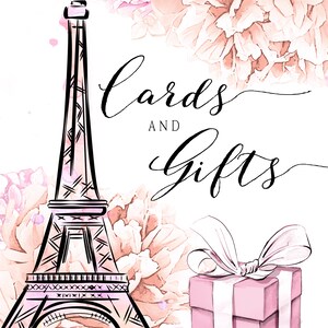 Paris Cards and Gifts Sign Template, Printable Paris Gift Table Sign ...