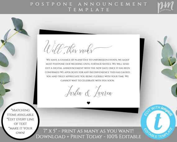 Event Change Wedding Postponement Wedding Cancellation Wedding Delay 
