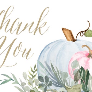 Gender Reveal Pumpkin Folding Thank You Card Template, Fall Baby Shower ...