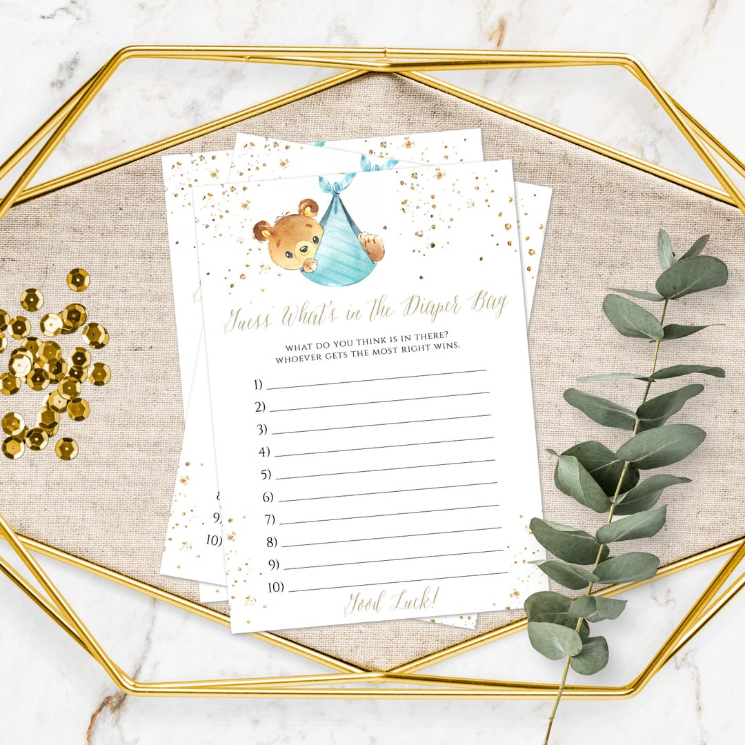 Guess What's in the Diaper Bag Game Template, DIY Editable Bear Baby ...