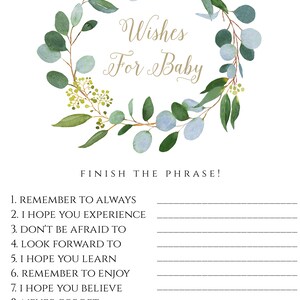 Greenery Baby Shower Keepsake Template Set, Wishes for Baby, Advice for ...