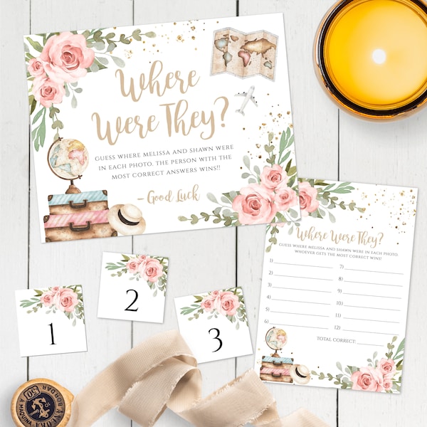 Where Were They Game Template Set, Travel Bridal Shower Activity, Editable Shower Sign, Instant Download, Printable Bridal Shower Game TBSP