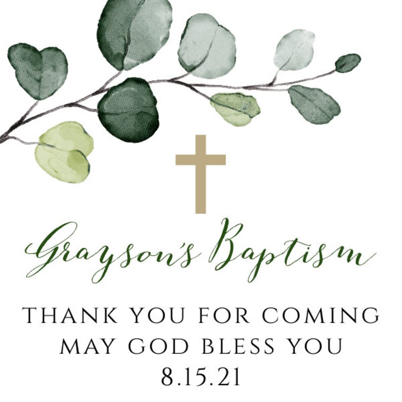 Greenery Baptism Favor Tags Template, Gift Tags Printable, Tags Personalized, Thank You Tag, Favor Tag for Communion, Welcome Bag Tag, BAP8 image 5