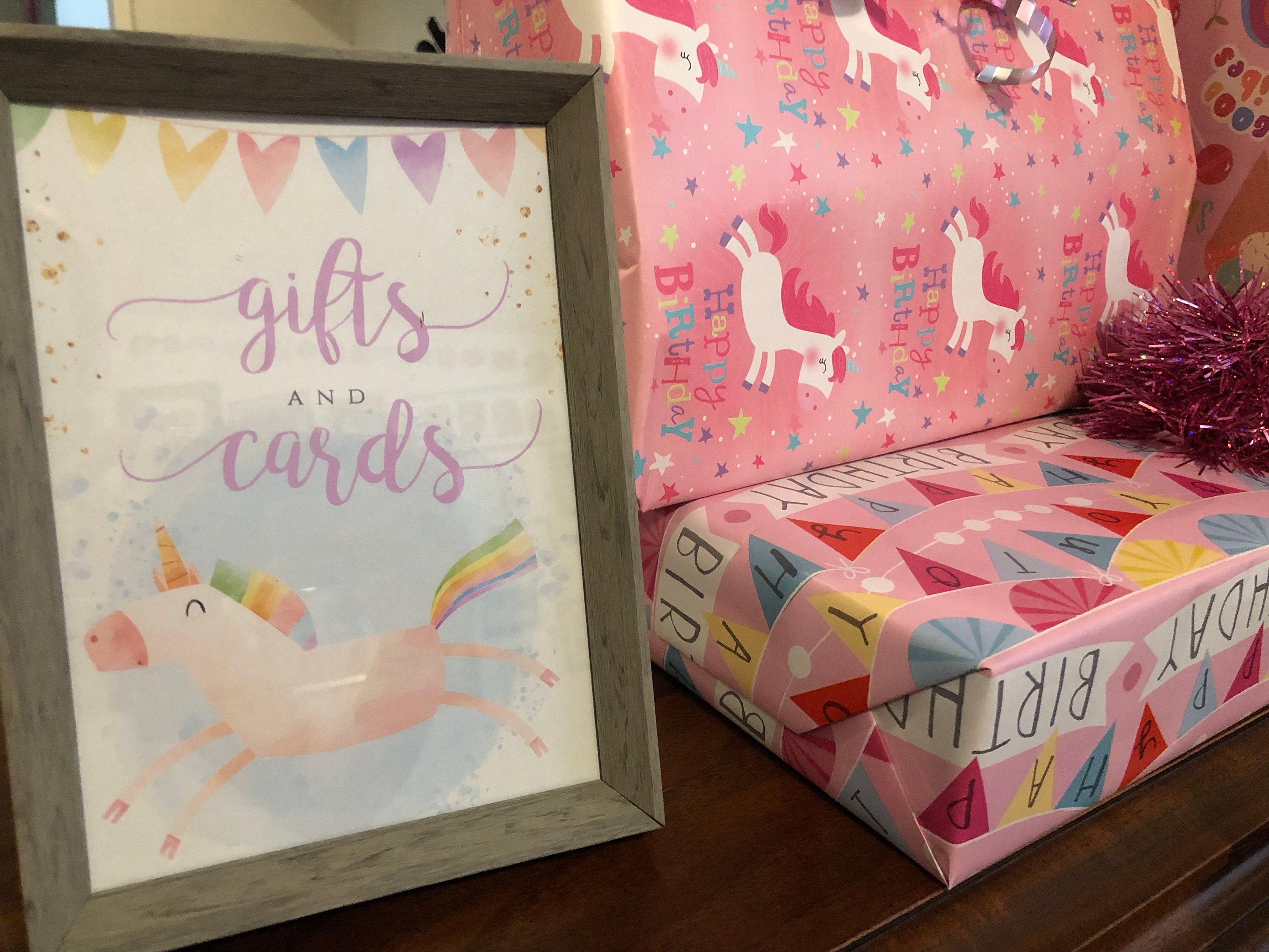 Unicorn Gifts Cards Sign Printable Template for Girl's | Etsy