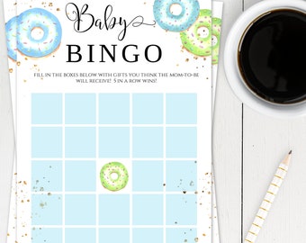Donuts and Diapers Baby Bingo Game Template, Baby Shower Game, Bingo Cards, Printable Game, Party Game, Instant Baby Bingo, Baby Game, BSD2