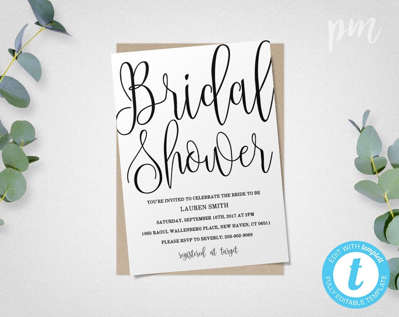 Rustic Bridal Shower Invitation, Country Bridal Shower Invite, Printable Invitation for Wedding Shower, Rustic Wedding Bridal Invitation WSS image 3