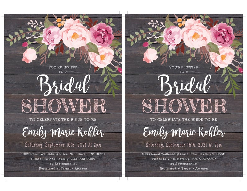 Rustic Floral Bridal Shower Invitation Template, Pink Floral Editable Printable Barn Wood Bridal Shower Invite, Instant Download, WSRF image 4