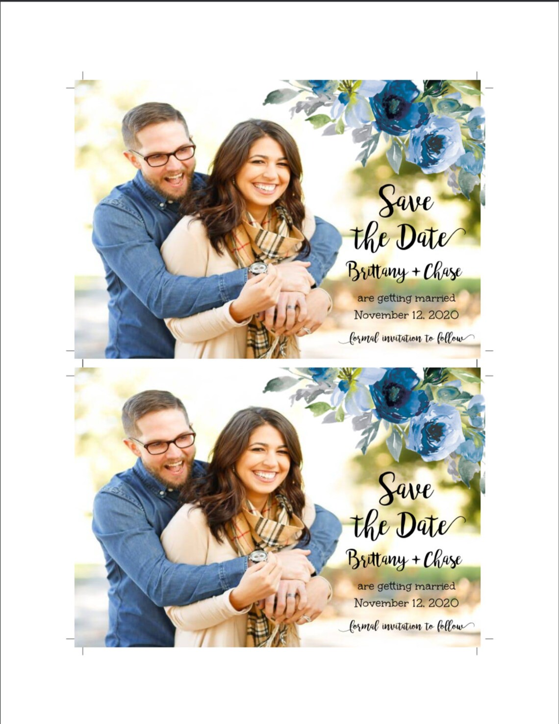 Save the Date Template Postcard Photo Blue Floral Save the - Etsy