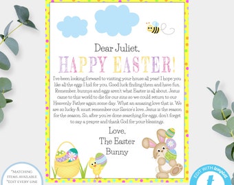 Easter Bunny Letter Template, Kids Easter Letter for Basket, Editable Letter From Bunny, Printable Letter From Easter Bunny Instant Download