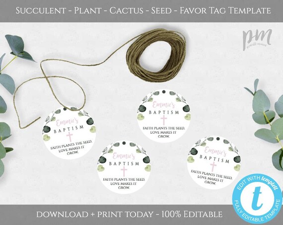 Faith Plants The Seed Love Makes It Grow Baptism Tag Template Etsy