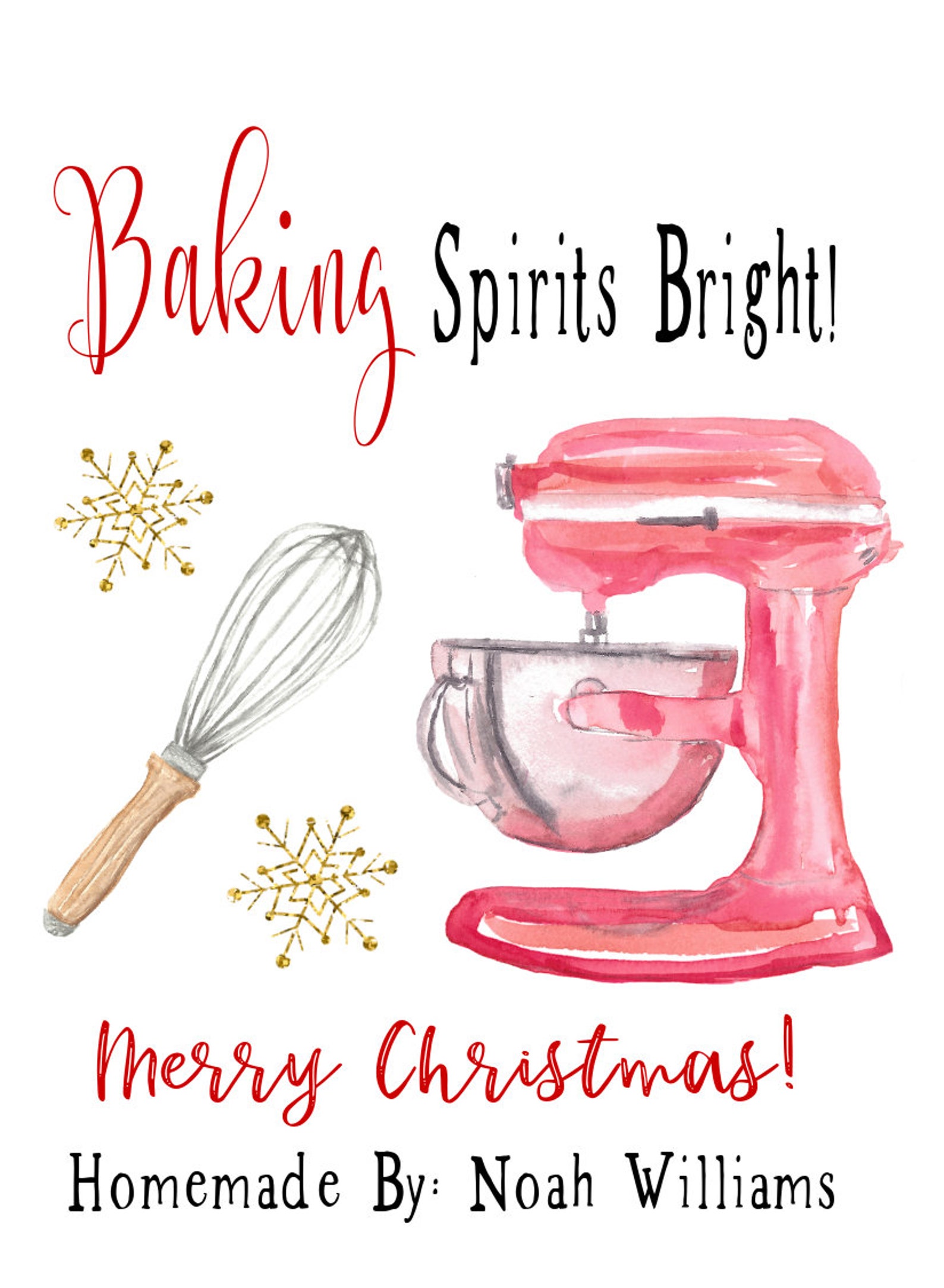 Baking Gift Tag Template Christmas Gift Tag Personalized - Etsy