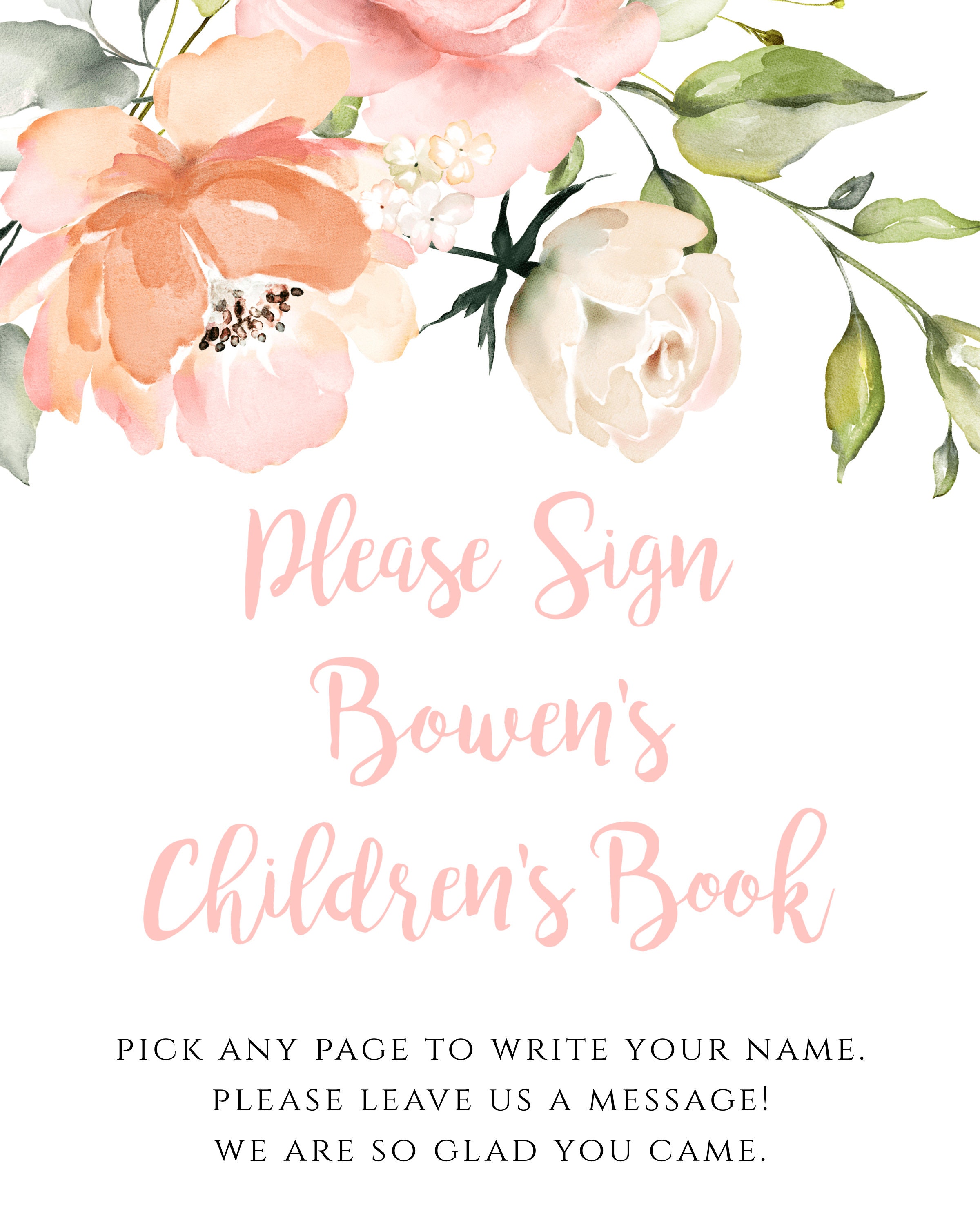 Shower Guestbook Sign, Please Sign Our Children's Book, Baby Guest Book ...
