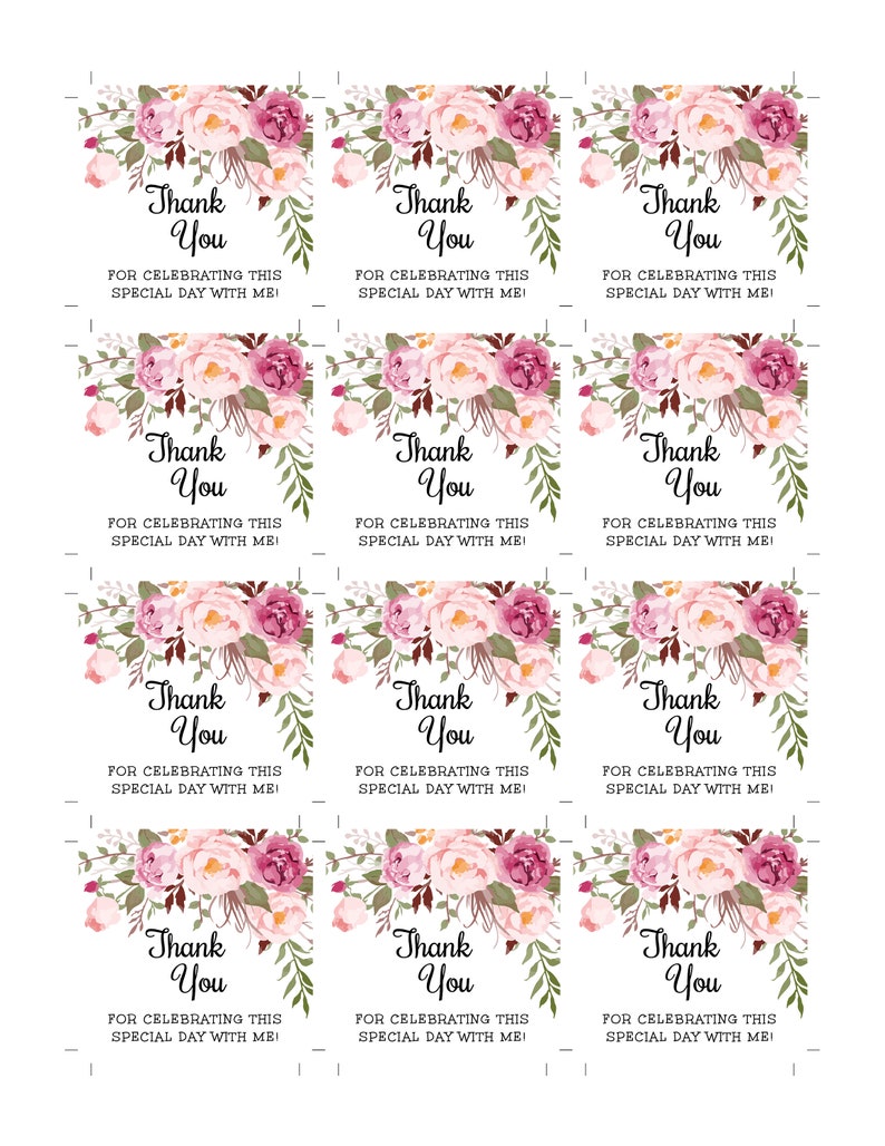 Floral Boho Bridal Shower Thank You Tag Template Wedding - Etsy