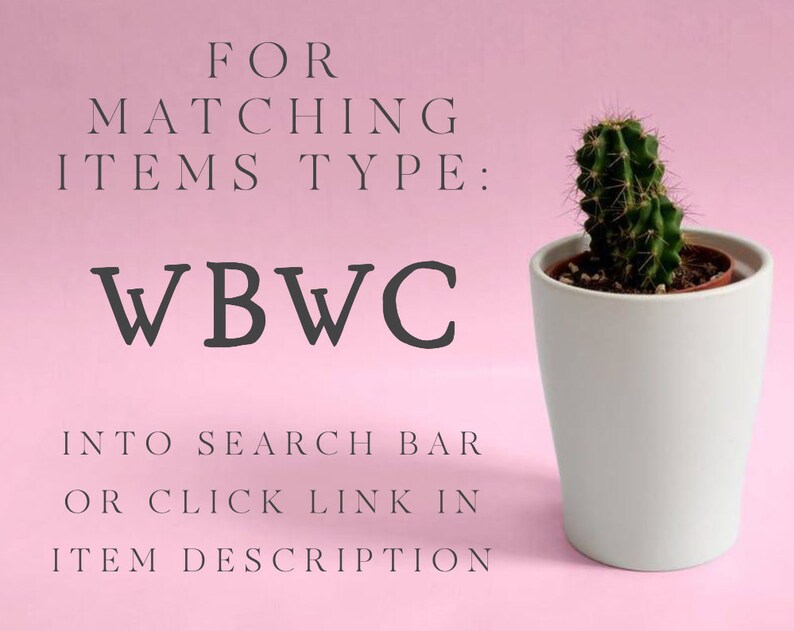 K&ouml;nnte beinhalten: Ein kleiner Kaktus in einem wei&szlig;en Topf vor rosa Hintergrund. Der Text auf dem Bild lautet: "FOR MATCHING ITEMS TYPE: WBWC INTO SEARCH BAR OR CLICK LINK IN ITEM DESCRIPTION."