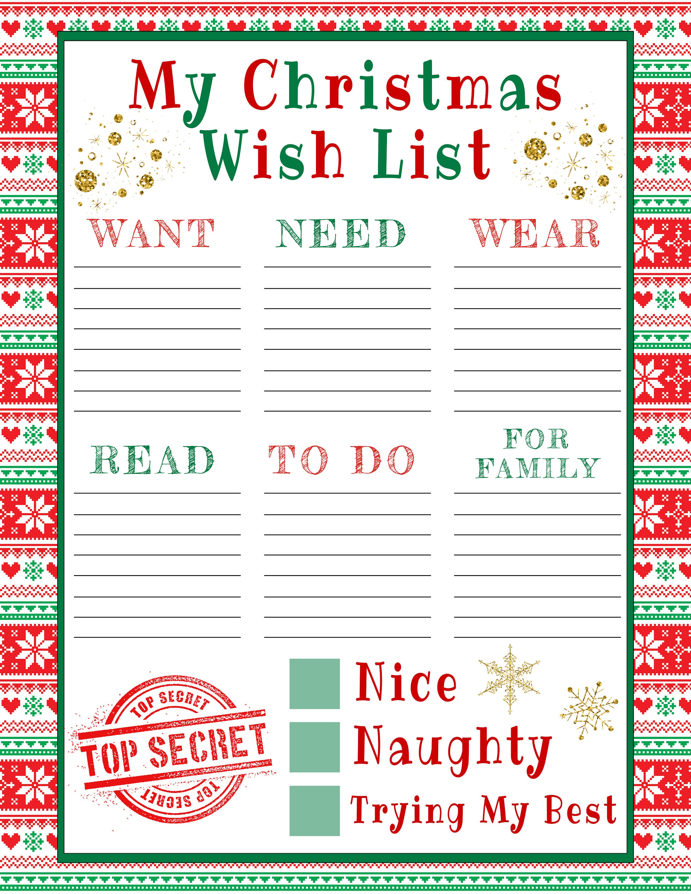 Christmas Wish List Printable Template for Kids Editable Etsy UK