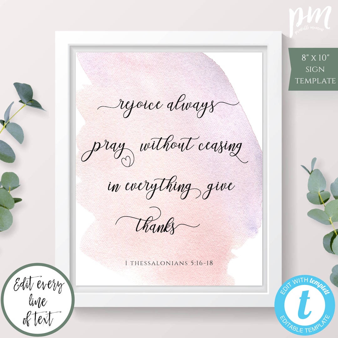 Scripture Wall Art, Rejoice Always, 1 Thessalonians 5:16-18, Bible ...