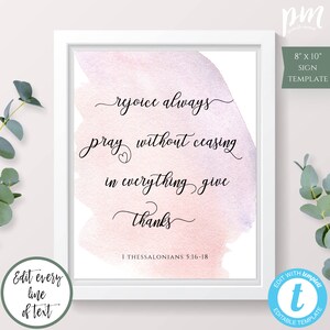 Scripture Wall Art, Rejoice Always, 1 Thessalonians 5:16-18, Bible Verse Print, Christian Wall Art, Printable Scripture, Instant Download