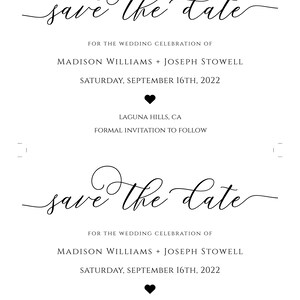 Editable Save The Date Template, Printable Save The Date, Simple Save The Date, Minimalist Save the Date, Calligraphy Save The Date Card image 3