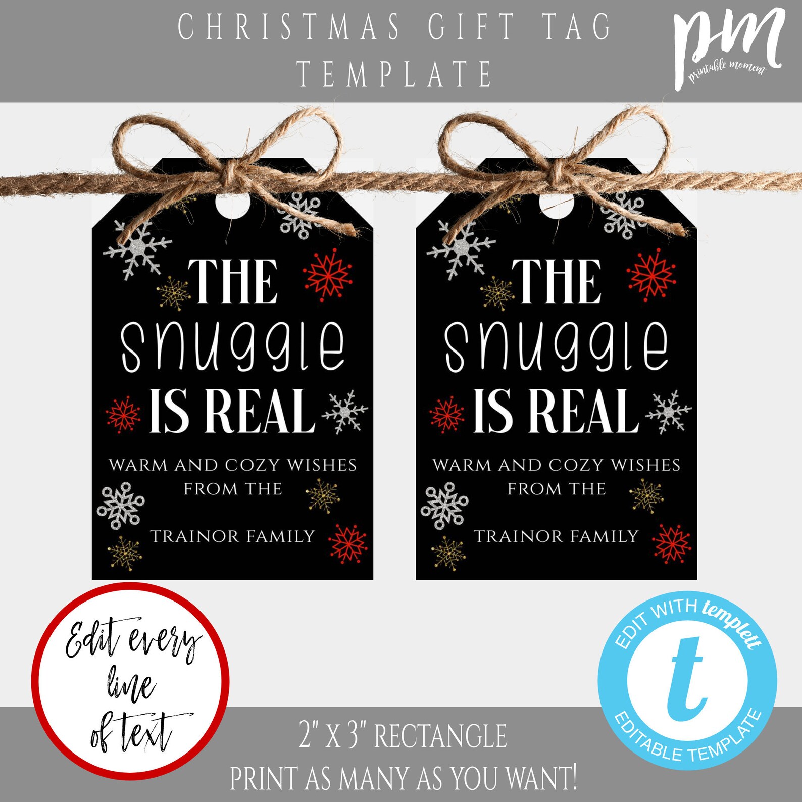 The Snuggle Is Real Gift Tag Free Printable
