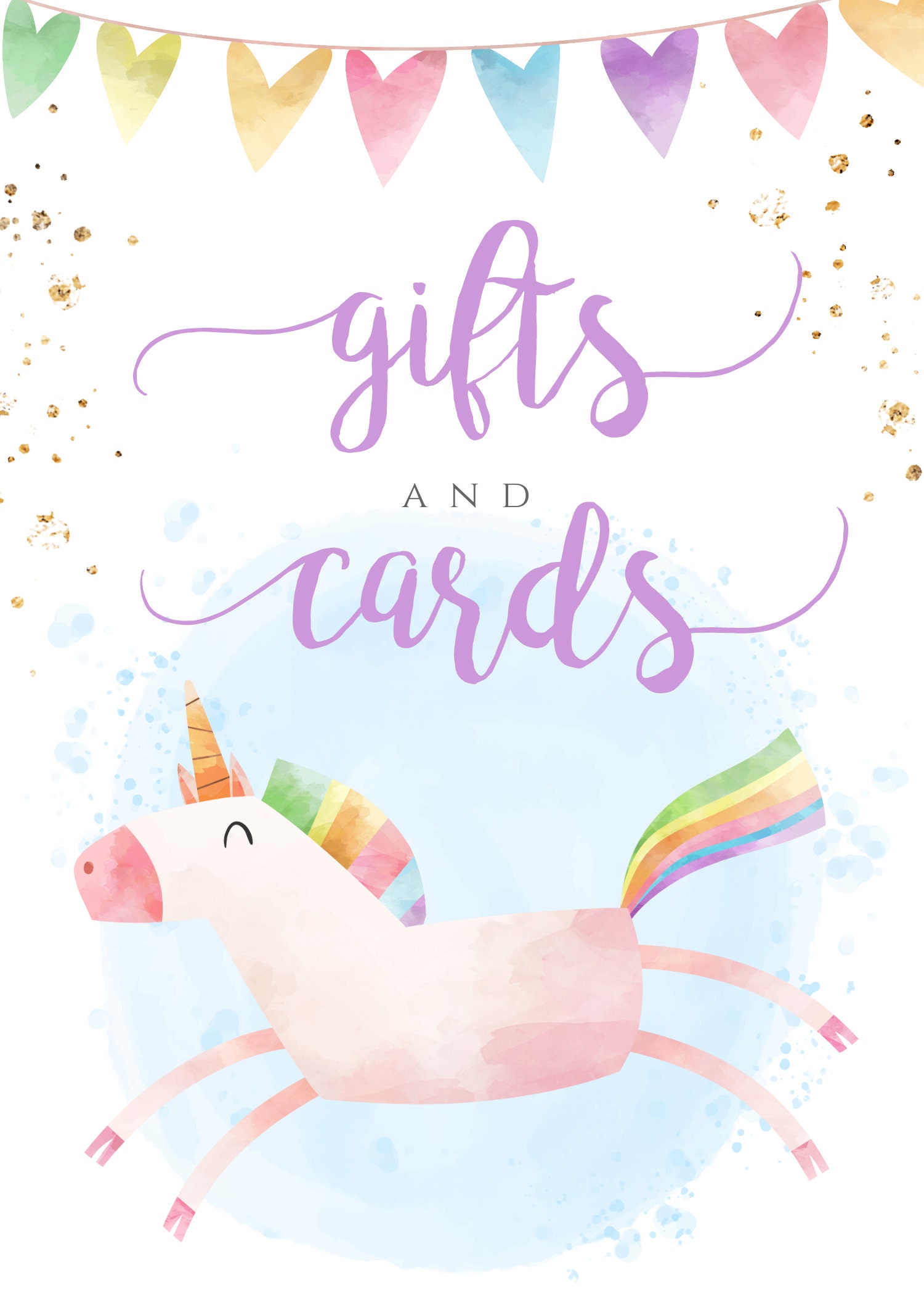 Unicorn Gifts Cards Sign Printable Template for Girl's | Etsy