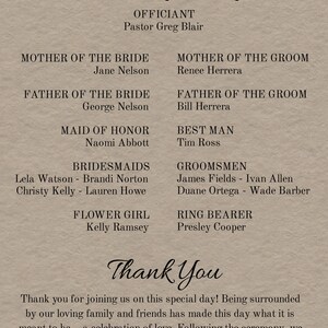 Rustic Wedding Ceremony Program Fan Template, Printable Wedding Fan, Editable Wedding Program Rustic, Digital Download Wedding Program Fan image 3