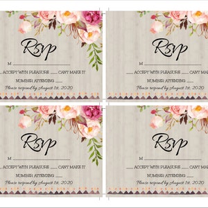 Boho Wedding Invitation Template Set, Bundle Suite, Rustic Floral Invitation Winter Wedding DIY Editable Template Printable Invitation, WBRB immagine 8