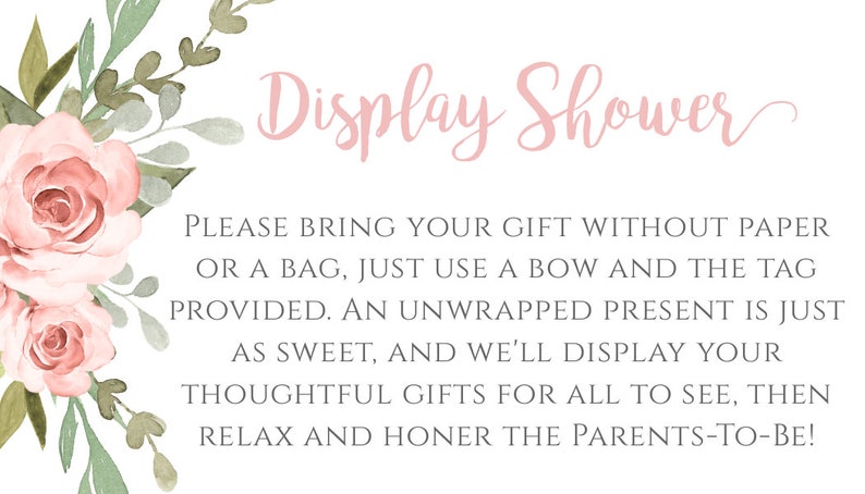 Blush Pink Card Personalized Editable Template Printable Girl Baby Shower BSBG Pink Floral Baby Shower Display Shower Card Insert Template