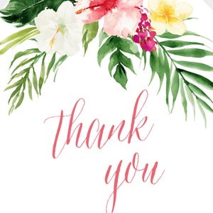 Tropical Bridal Shower Thank You Tag Template, Tag Personalized, Summer ...