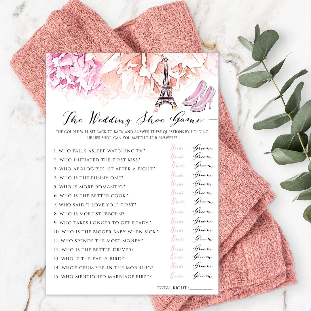 PARIS Wedding Shoe Game Template for Bridal Shower, Printable Who Knows ...