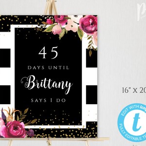 Wedding Count Down Sign for Bridal Shower, Kate Spade Bridal Shower Decor Sign, Wedding Shower Personalized Sign, Custom Sign, WSKS
