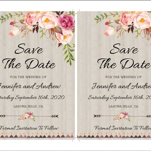 Bohemian Save The Date Template, Floral Boho DIY Save The Date Card, Instant Download Save the Date Invite, Engagement Template, WBRB image 4